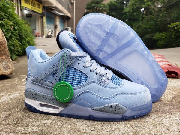 

with box)2019 4 unc basketball shoes men powder blue sneaker