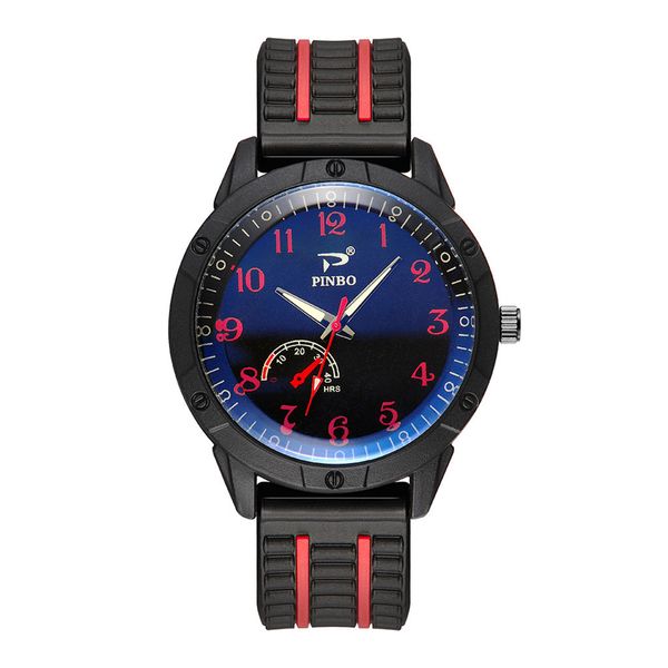 

pinbo men wristwatch soft silicone rubber strap sports fashion simulated quartz watch for man watch mens 2019 men watches, Slivery;brown