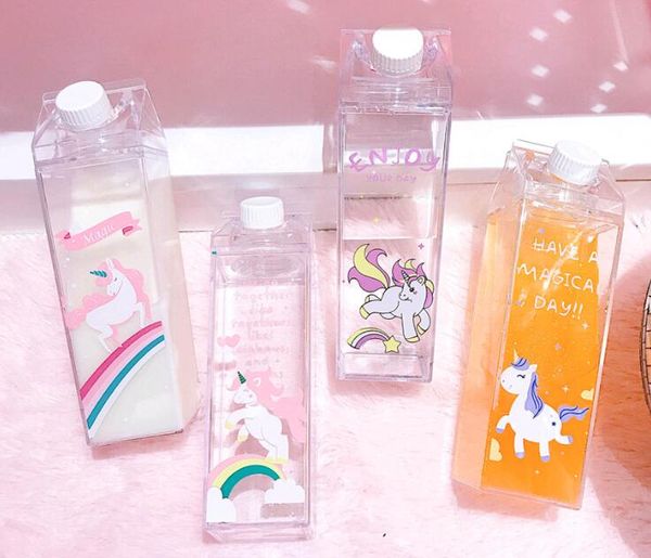 

единорог прозрачный молоко кубок творческий милый мультфильм радуга лошадь кофе вода сок бутылка единорог молоко бутылка