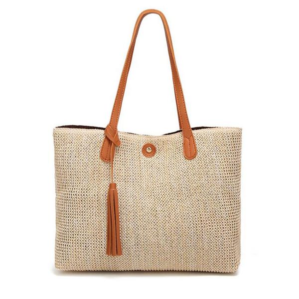 

jiaruo summer travel handle shoulder bag tote handbag hand bag tassel pedent
