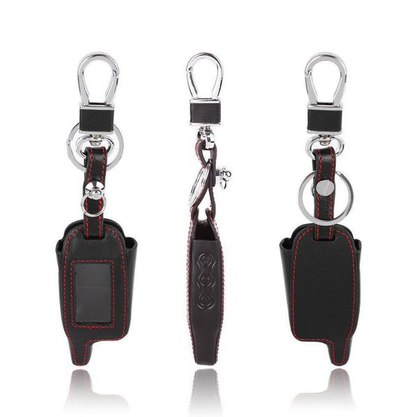 

for a9 lcd remote controller keychain leather cover for two way car alarm a9 key case holder
