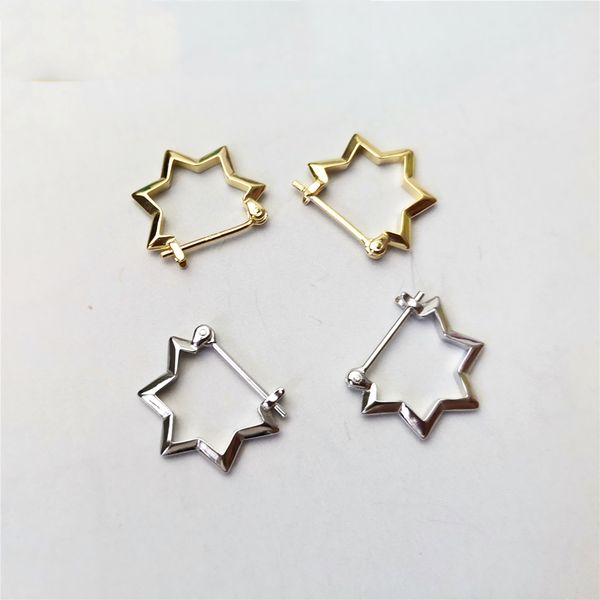 

wtltc real 925 sterling sliver star hoop серьги для женщин минимальный пирсинг уха серьги панк стиль подвески обручи, Golden;silver