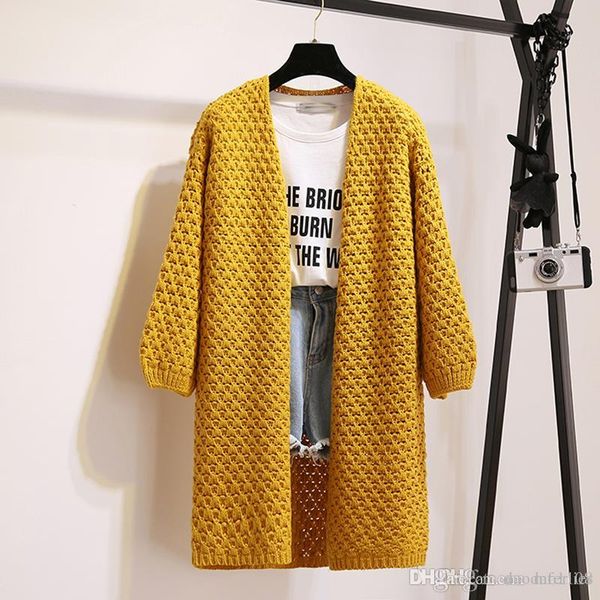 

autumn winter women sweater loose korean style long sleeve hollow out gray khaki apricot yellow colors, White;black