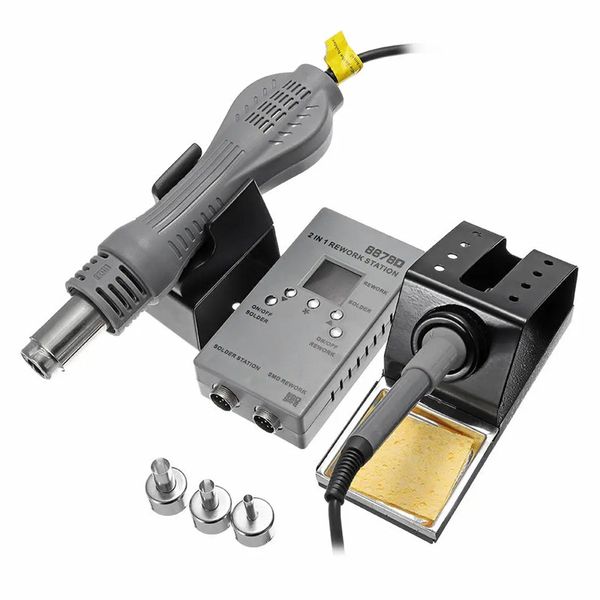 

8878d 2 in 1 smd rework soldering station air gun welding solder iron repair tool 110v 220v us eu plug