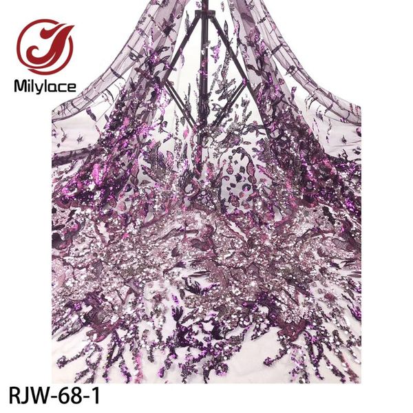 

embroidered african lace fabric 5 yards lace french nigerian net sequins fabrics rjw-68, Pink;blue