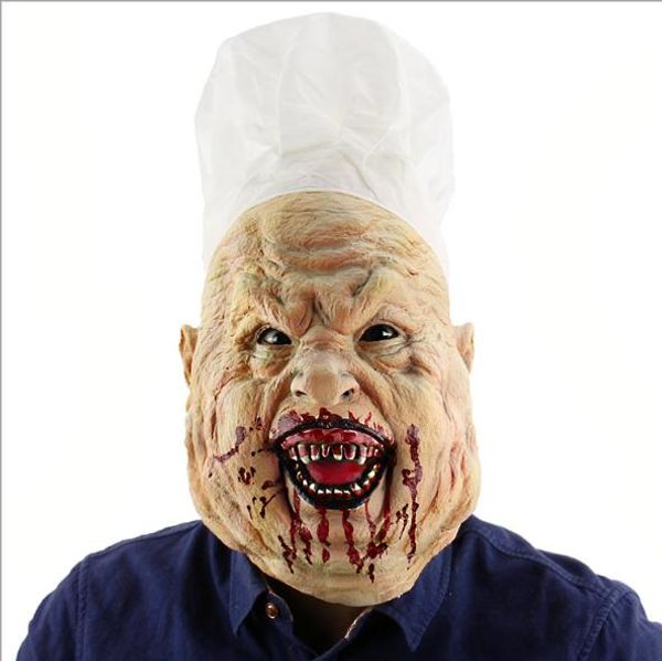 

funny halloween terror zombie mask cosplay props bloody/crazy chef mask bloody scary extremely disgusting horror cook mask
