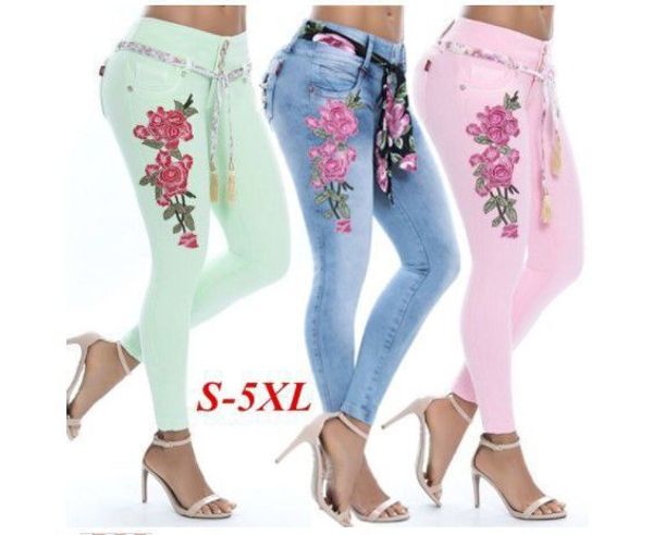 

arrivals fashion women plus size lady denim skinny pants high waist stretch jeans slim pencil jeans women casual, Blue