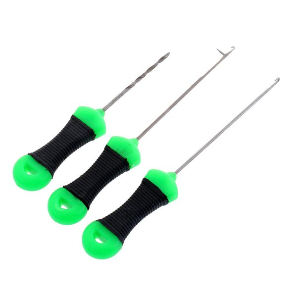 

3pcs fishing bait needle tool set, stringer drill hooks boilie needle, 3 in 1 fishing bait rigs