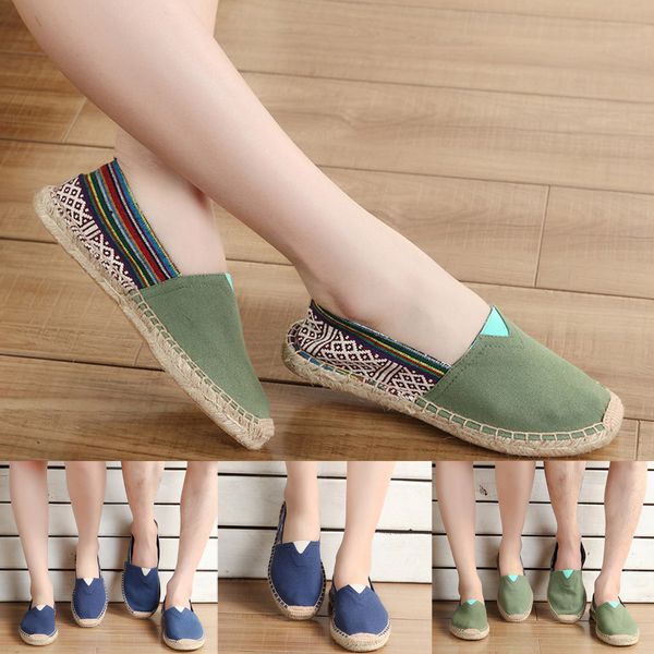 

classic sneakers women casual canvas shoestrend national style thin bottom casual shoes breathable flat bottom espadrilles, Black