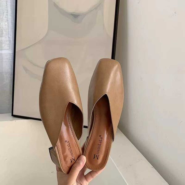 

square heel cross-tied shoes loafers ladies' slippers slipers women cover toe female mule med block 2020 mules pu slides narrow, Black