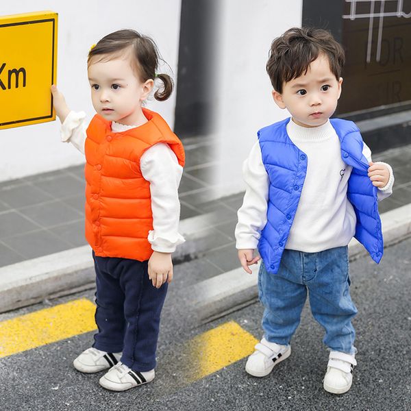 

child waistcoat children outerwear winter coats kids clothes warm hooded cotton baby boys girls vest for age 18m-5years old, Blue
