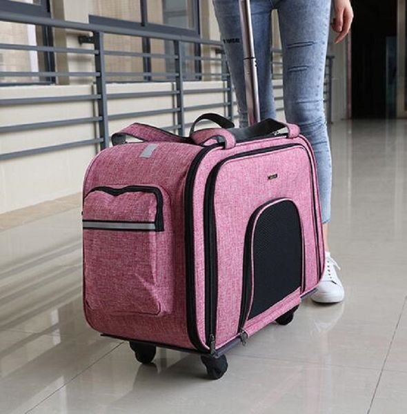 

pet supplies detachable trolley bag foldable dog pets case trolley luggage bag silent wheel portable out of the trunk for pets