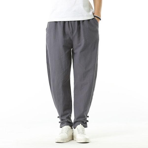 

2019 spring harem pants men thin linen pants elastic waist brand clothing man joggers hiphop trousers traditional harajuku, Black