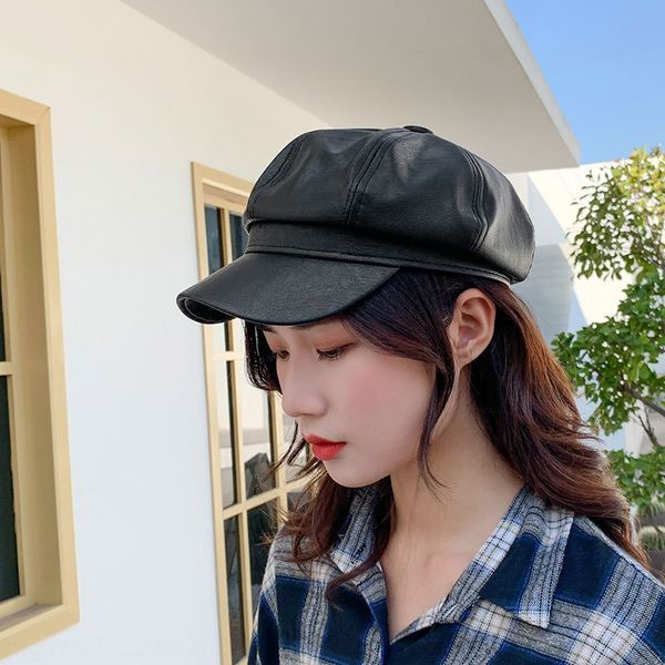 

высококачественные сэндвич кожаная кепка восьмиугольная берет восьмиугольная кепка вмф художественного all-матч берет, Blue;gray