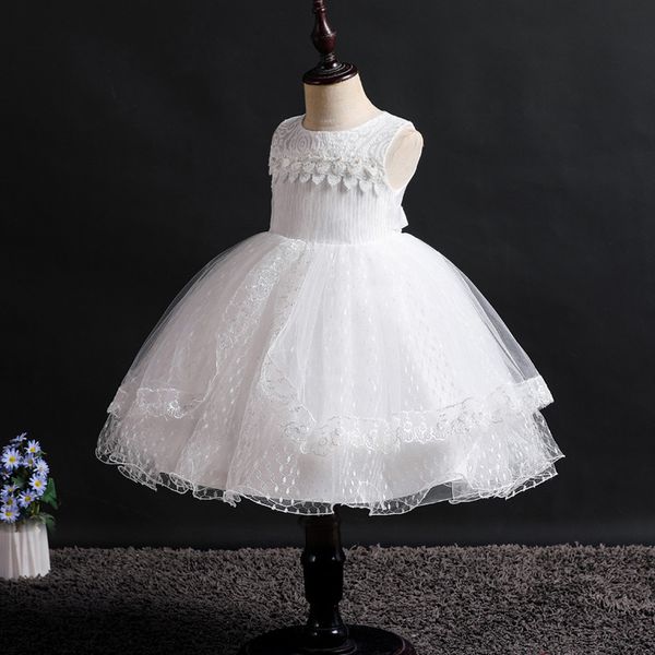 

new flower girl princess romantic white wedding party lace dress girls first attend dinner party art pgraphy dresses, Red;yellow
