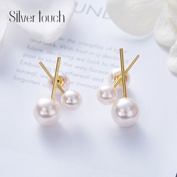 

fashion-2020 new personality pearl earrings earrings small design sterling silver earrings, Golden;silver