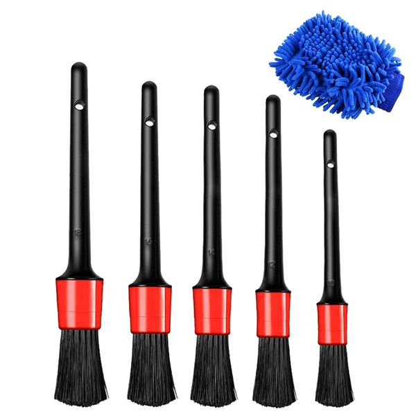 

detail brush (set of 6), auto detailing brush set with a car wash mifor car motorcycle automotive cleaning wheels, dashboar