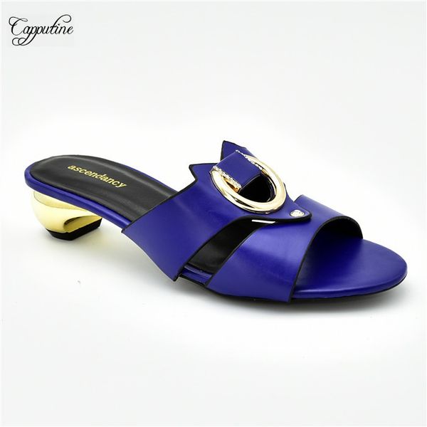 

party shoes african lady medium heel slipper shoes 6083-6 in royal blue, heel height 4.5cm, size 38-42, Black