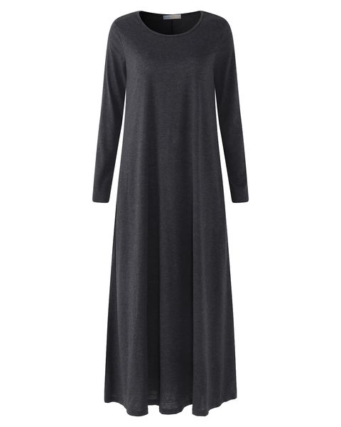 

женщины платья женщины одежда плюс размер женщины maxi long bodycon spring sexy o шеи длинным рукавом платья партии вскользь сыпучие твердая, Black;gray