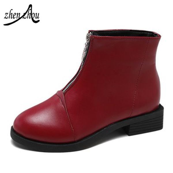 

2019 freight female boots before qiu dong zipper flat boots women's fashion, Black