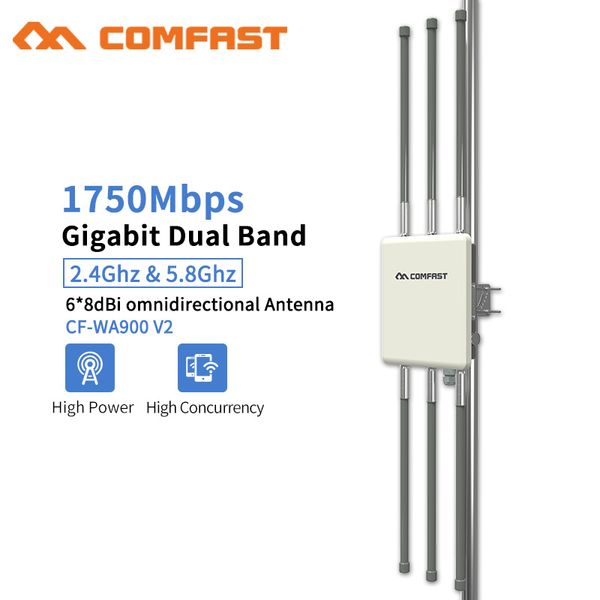 

5.8g 1750mbps powerful 48v poe 27dbm outdoor wireless ap cpe wifi router base station 6*5dbi antennas for park