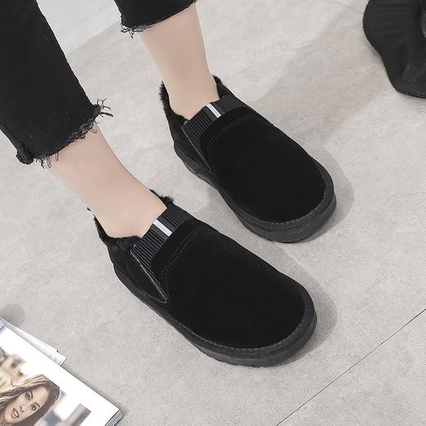 

women snow sneakers boots ankle shoes outdoor anti-slip booties winter warming c55, Black