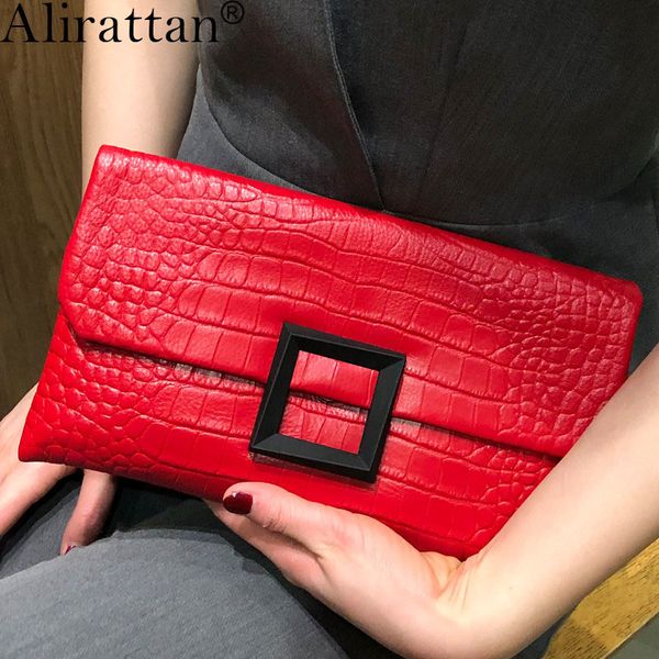 

alirattan new women crocodile pattern envelope bags fashion trendy shoulder messenger bag retro pouch ins f385