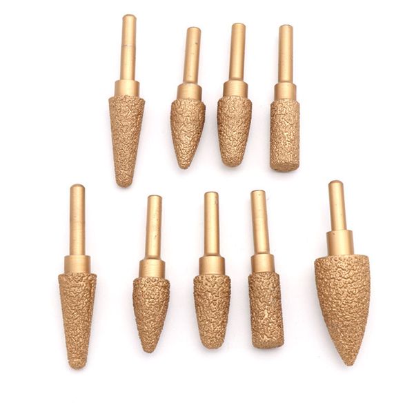 

1pcs 6mm shank grit 35#/46# vaccum brazed diamond burrs rotary tool for stone cast iron concrete grinding head grinding burrs