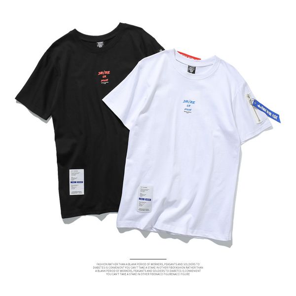 

горячая мода марка мужчины футболка хлопок короткая футболка с поясом печатных футболки мужские летние уличные топы тройник, White;black