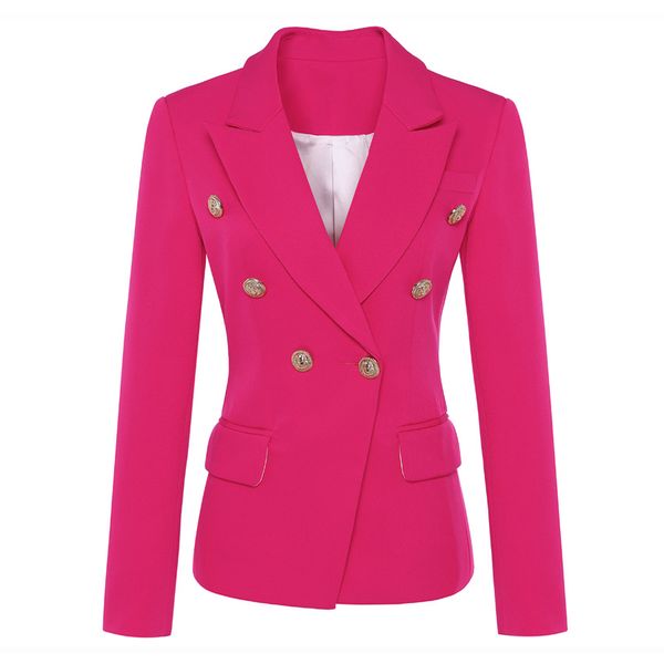 

stylish designer blazer for women double breasted lion buttons slim fitting office lady blazer jacket, White;black