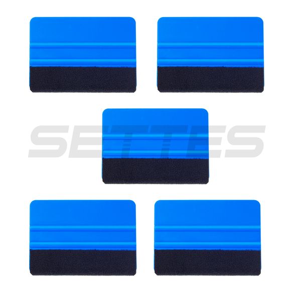 

blue plastic felt edge squeegee car vinyl wrap application tool scraper decal 5pcs