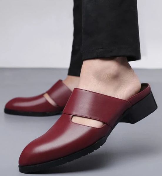 

2020 summer pointed head pu leather shoes men loafer shoes outside piergitar slippers men f226, Black