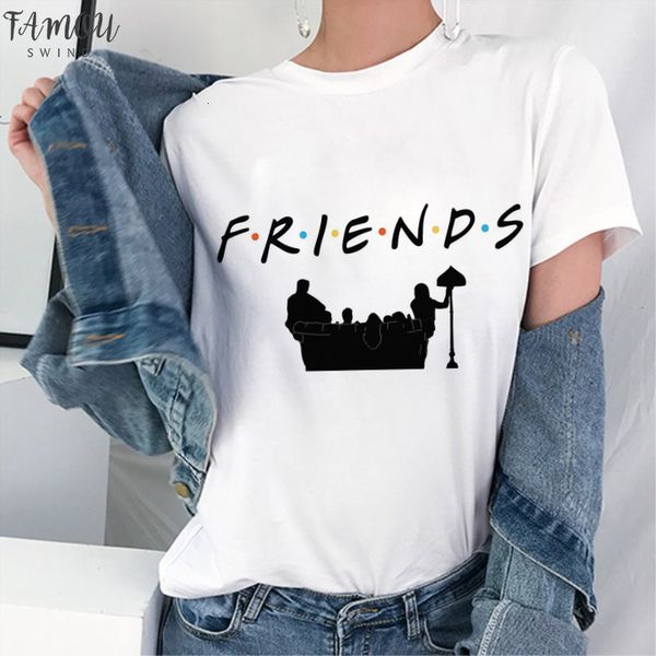 

2020 new vogue kawaii female clothing friends t shirt camiseta mujer casual harajuku streetwear tracksuit vintage women shirt, White