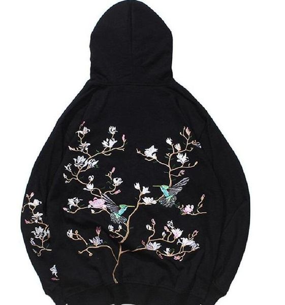 

2020 autumn hip hop hoodie sweatshirt embroidered bird floral mens streetwear harajuku hoodies pullover loose cotton sweat shirt