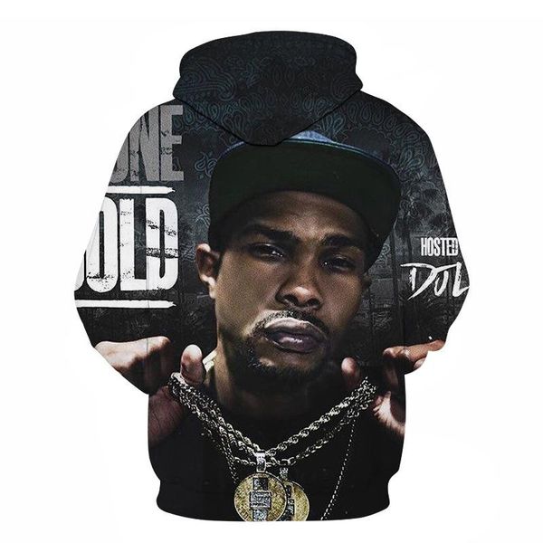 

american rapper nipsey hussle 3d hoodies men women hooded spring designer skateboard pullovers harajuku sweatshirts, Black