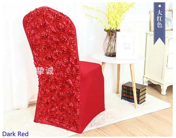 

dark red colour spandex chair covers rosette chair cover rose flower design lycra for wedding banquet l decoration