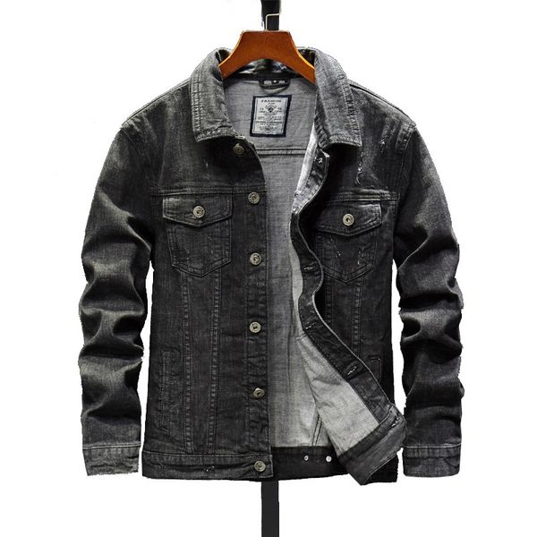 

mens designer season tooling jacket lapel denim coat casual black long sleeve fashion brand, Black;brown