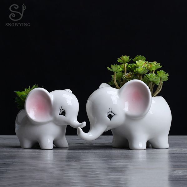 

cute elephant plant ceramics pot animal flower pot home garden mini bonsai cactus pots creative gift handsel succulent plants