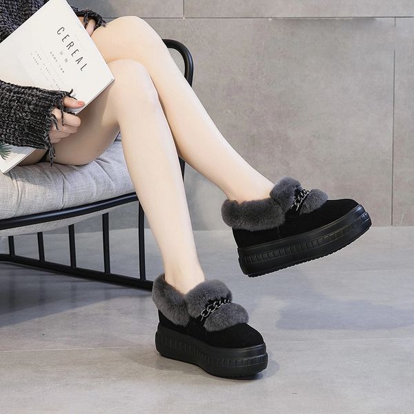 

Snow Boots Shoes Women Winter Warm Fur Sneakers Genuine Leather 2019 New Female Platform Ankle Boots Winter Shoes Female, Grey