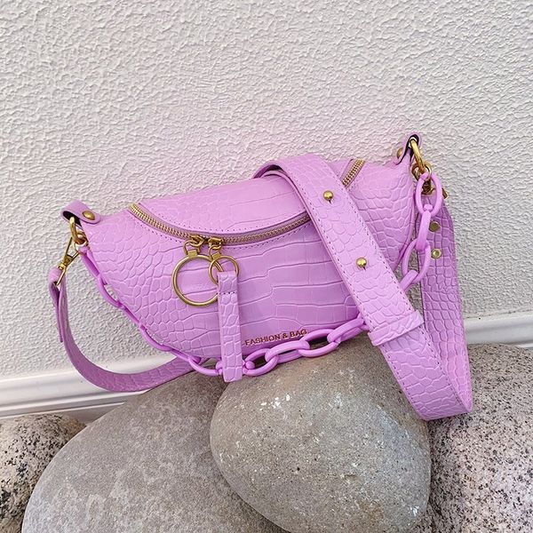 

half moon chest bag women leather chain crossbody messenger bag solid color shoulder female purses and handbag women bolsos