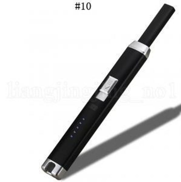 USB electrónica de cozinha isqueiro 10 cores elétricas recarregável à prova de vento de metal arco longo Isqueiros Isqueiro do cigarro