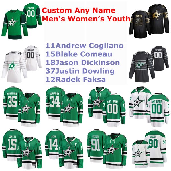 

s-6xl dallas stars 2020 men hockey jerseys andrew cogliano jersey blake comeau jason dickinson justin dowling radek faksa custom stitched, Black;red