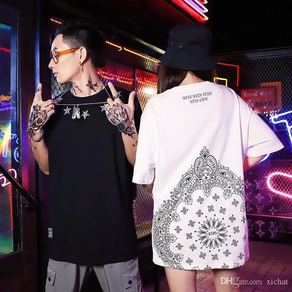 

brand harajuku mens cashew flowers printed cotton t shirt designer short sleeve oversize hip hop casual boyfriend tshirt tee ld1920, White;black