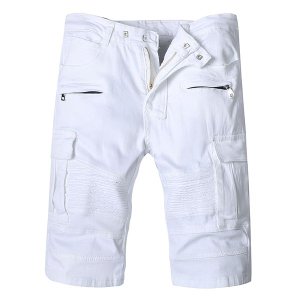 2019 Summer Top Men Jeans Shorts,White Color Fashion Designer Short Ripped Jeans For Men Denim Shorts Knee Length