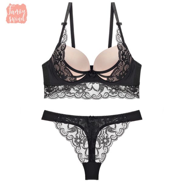 

sexy lady push up bra set выдалбливают bralette белье три четверти panty thong intimates красный женщины бюстгальтер краткий набор, Red;black
