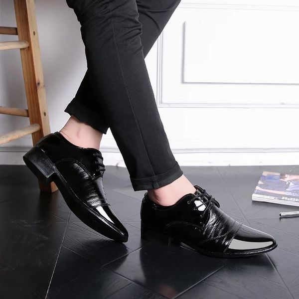 

smooth suit male spring summer autumn black men's shoes british business youth leisure shoes men's shoes tip