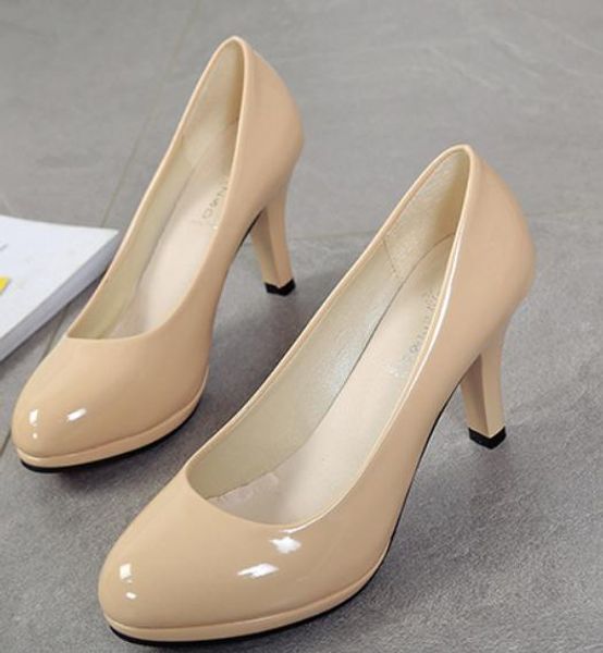 

2018 women's shoes in spring and autumn with new style high-heeled fine heel round head waterproof table, Black