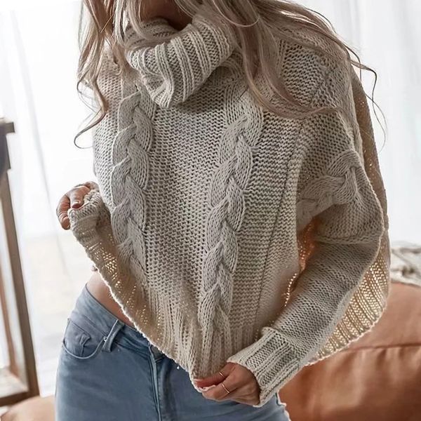 

women turtleneck sweater loose knitted fashion sweaters 2019 new winter solid knitwears winter warm long sleeve short sweaters, White;black