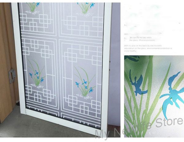 

orchid pane retro window film glass sticker opaque balcony bathroom waterproof privacy pvc film home decor 45/60/90*200cm