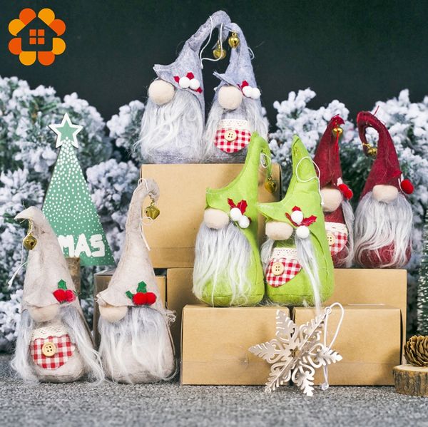 

1pcs 2 styles cute no-face bell doll pendants christmas decorations diy cloth crafts christmas tree ornaments party decor toys